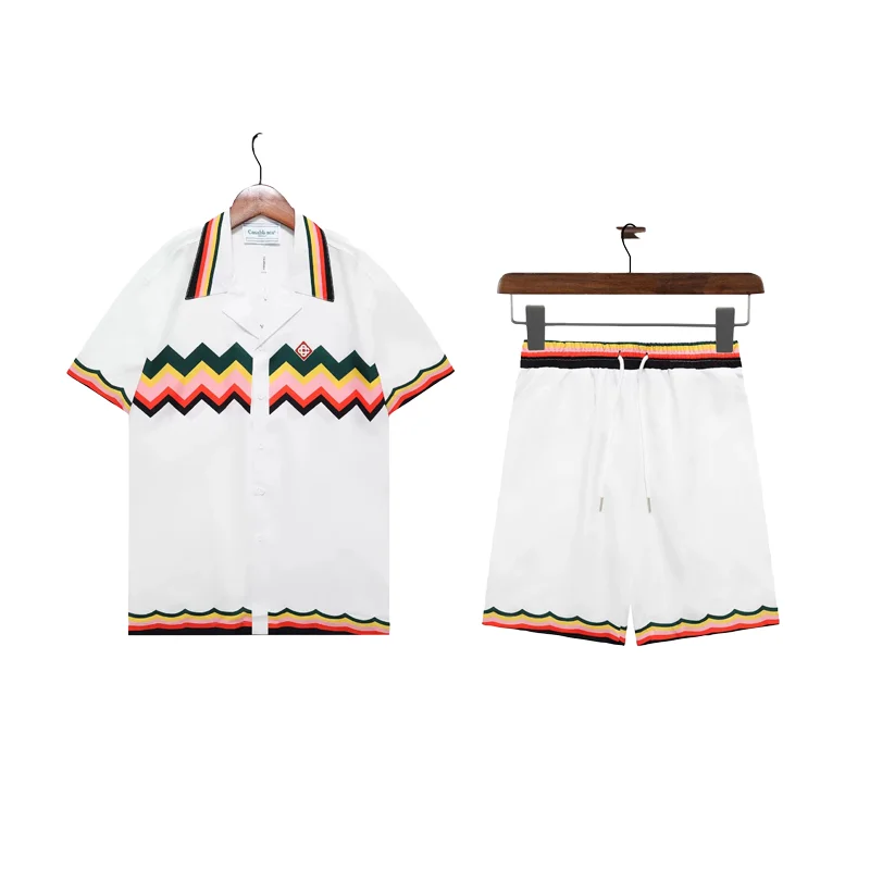 Colorful Zigzag Stripe Set White Casual Co-ord Set