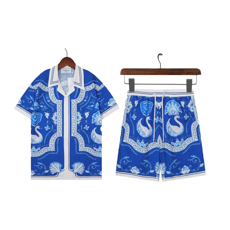 Blue & White Swan Print Co-ord Set