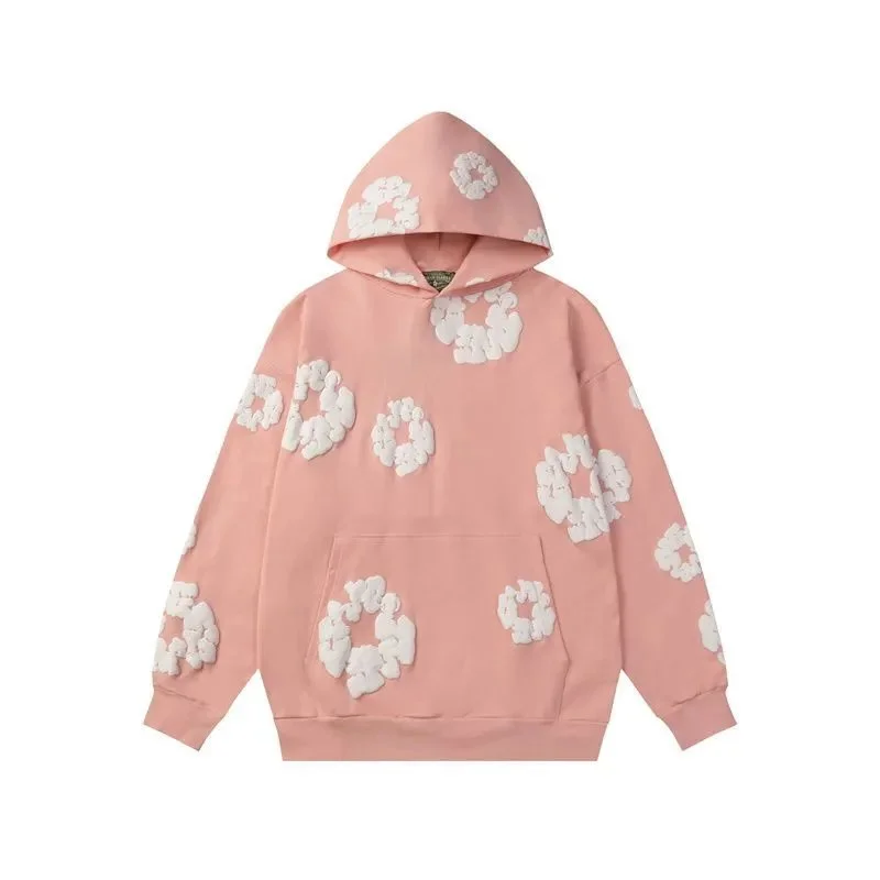 Pink Cloud Print Hoodie Sweatshirt