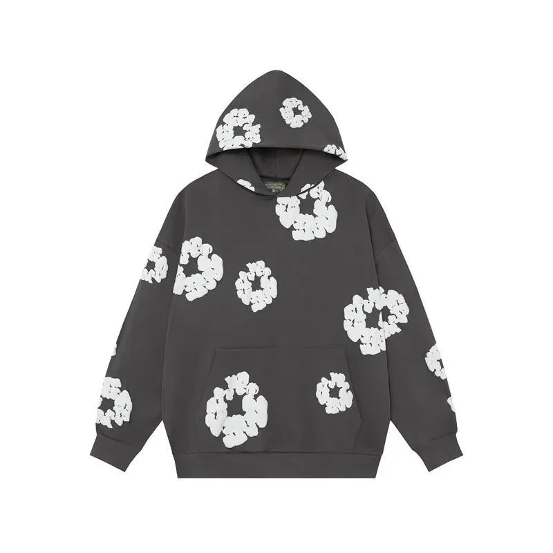 Unisex Dark Gray Cloud Print Hoodie