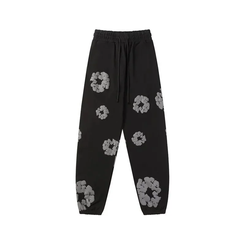 Black Smoke Print Sweatpants