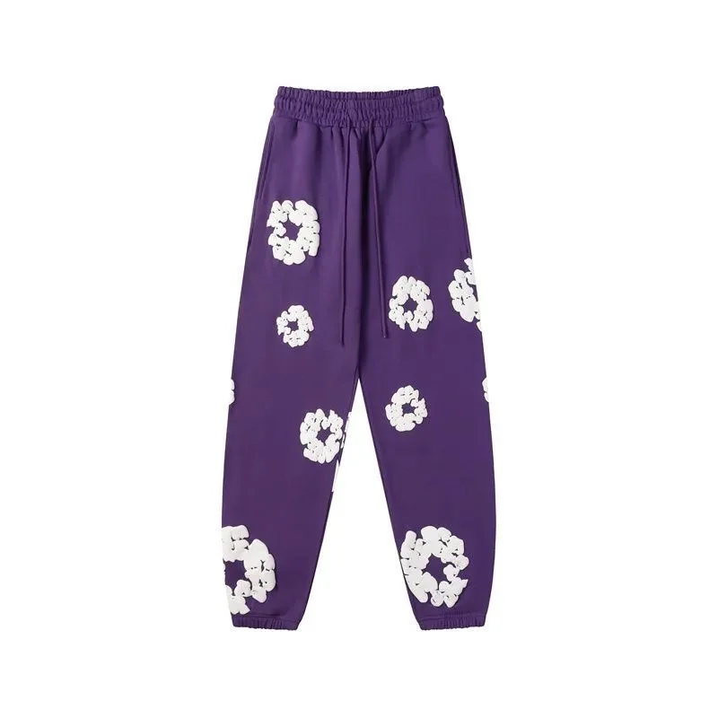Purple Floral Print Sweatpants