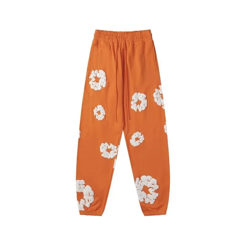 Orange Cloud Print Sweatpants