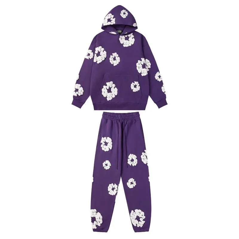 Purple White Floral Tracksuit Set