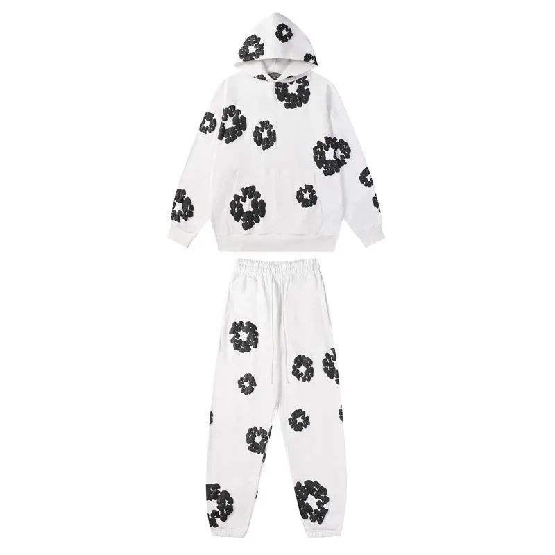 White Black Floral Tracksuit Set