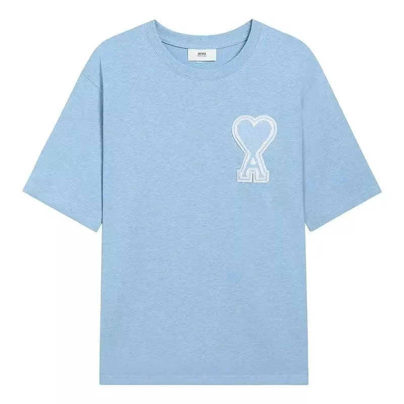 Ami Light Blue AM Heart T-Shirt