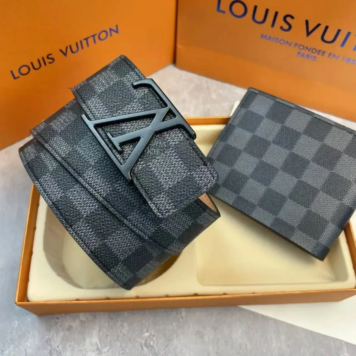 Louis Vuitton Tabi Damier Belt & Wallet Set