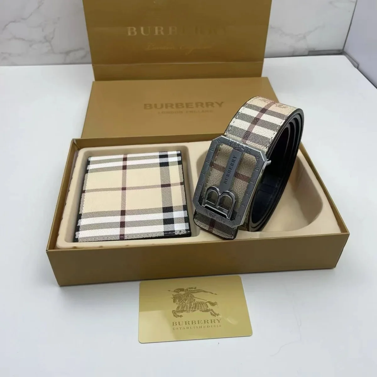 Burberry Classic Check Belt & Wallet Set