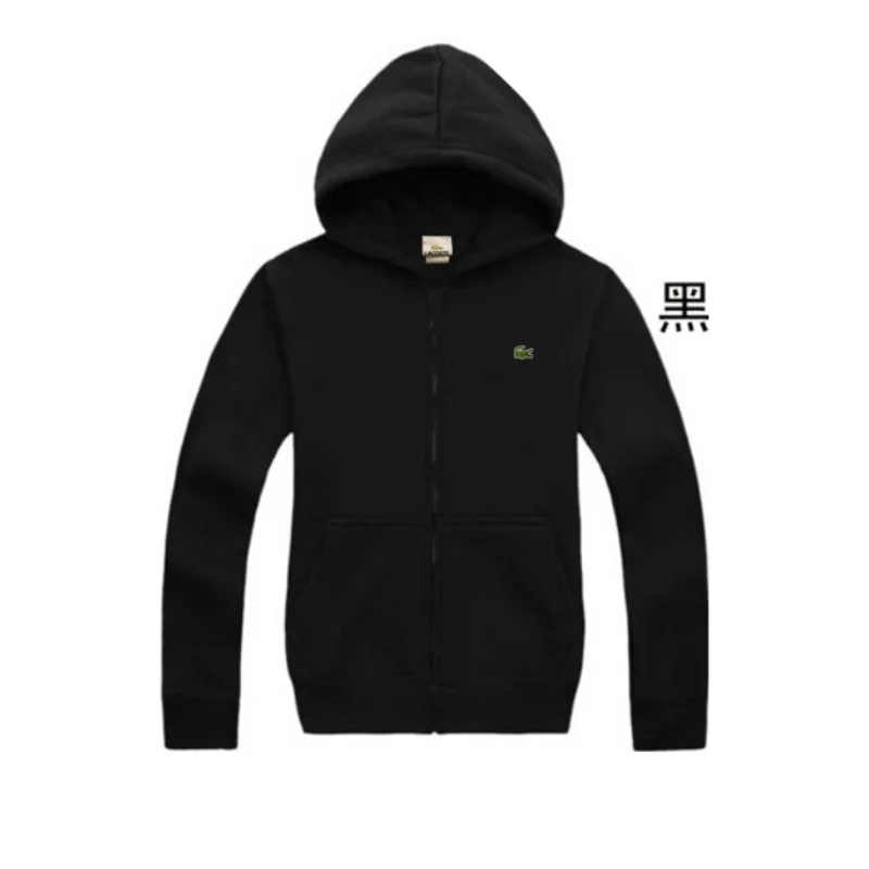 Lacoste Hoodie Black Solid Zip-Up Sweatshirt
