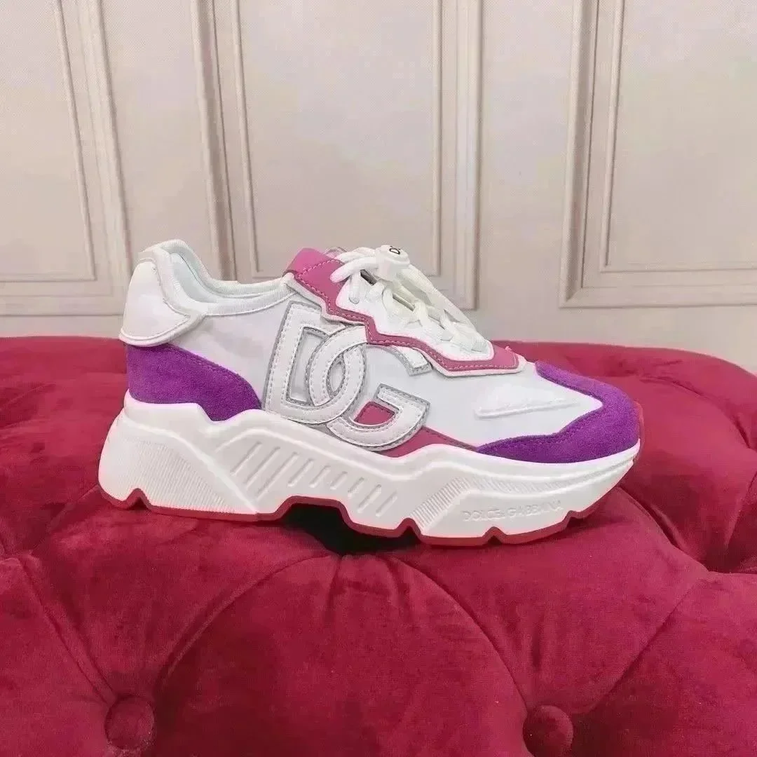 Dolce & Gabbana DG Logo Platform Sneakers White/Purple
