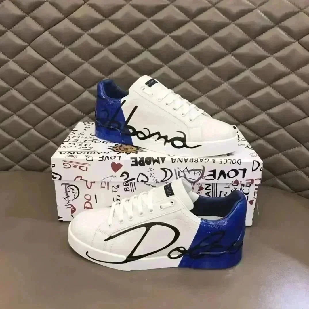 Dolce & Gabbana White/Blue D Logo Sneakers