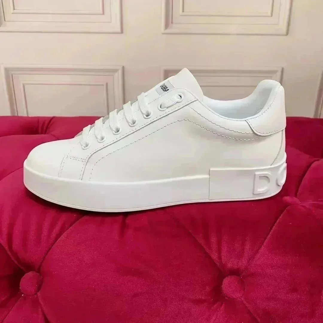Dolce & Gabbana DG White Leather Sneakers