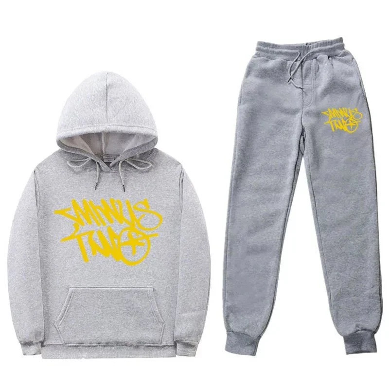 14灰色 Swimsuit Two Hoodie & Sweatpants Set