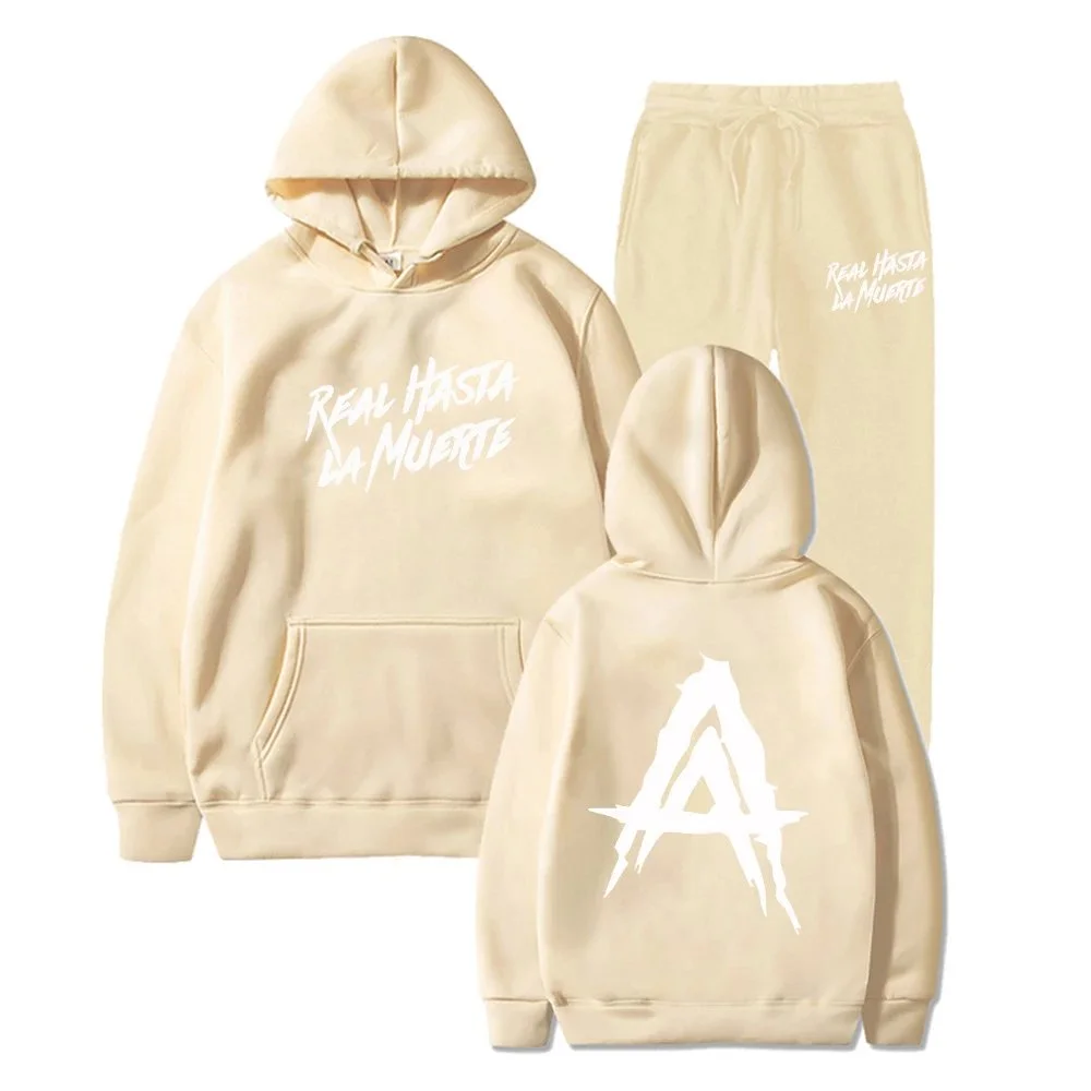 30杏色 Real Hasta La Muerte Hoodie & Sweatpants Set