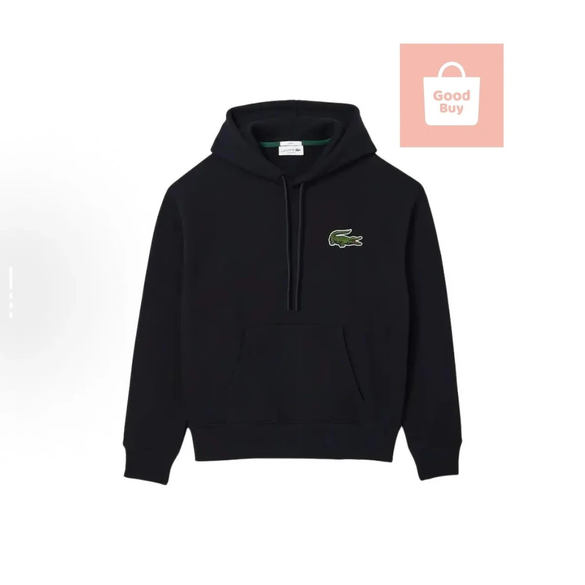 Lacoste Hoodie Black Crocodile Logo Casual Top