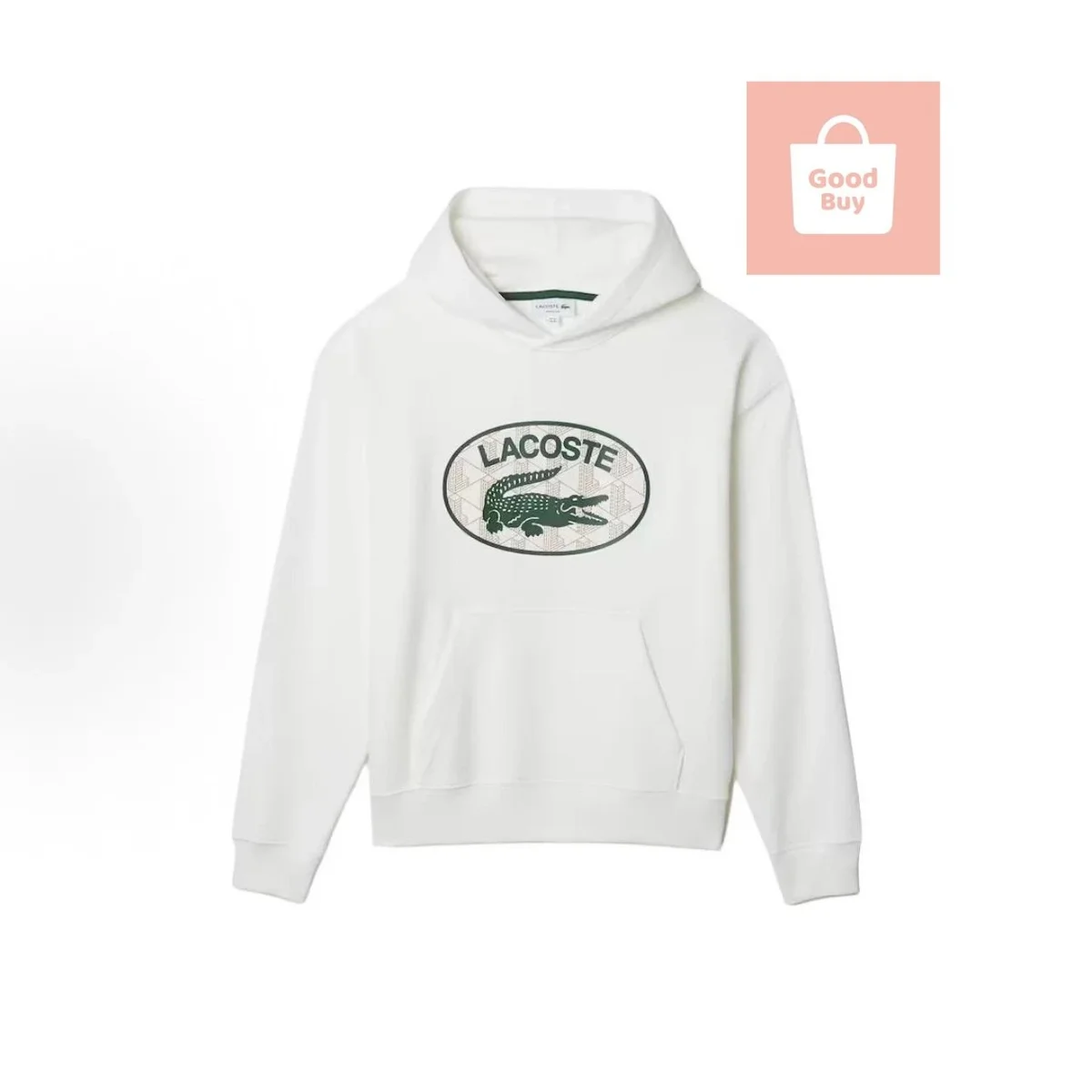 Lacoste White Crocodile Hoodie Sweatshirt