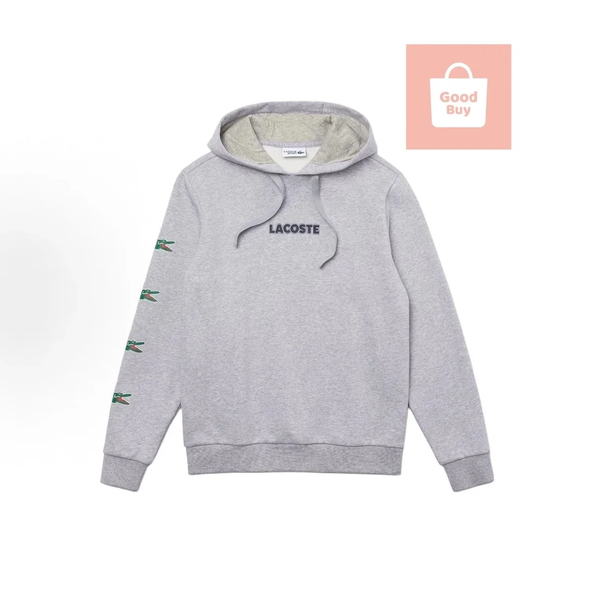Lacoste Grey Crocodile Embroidery Hoodie
