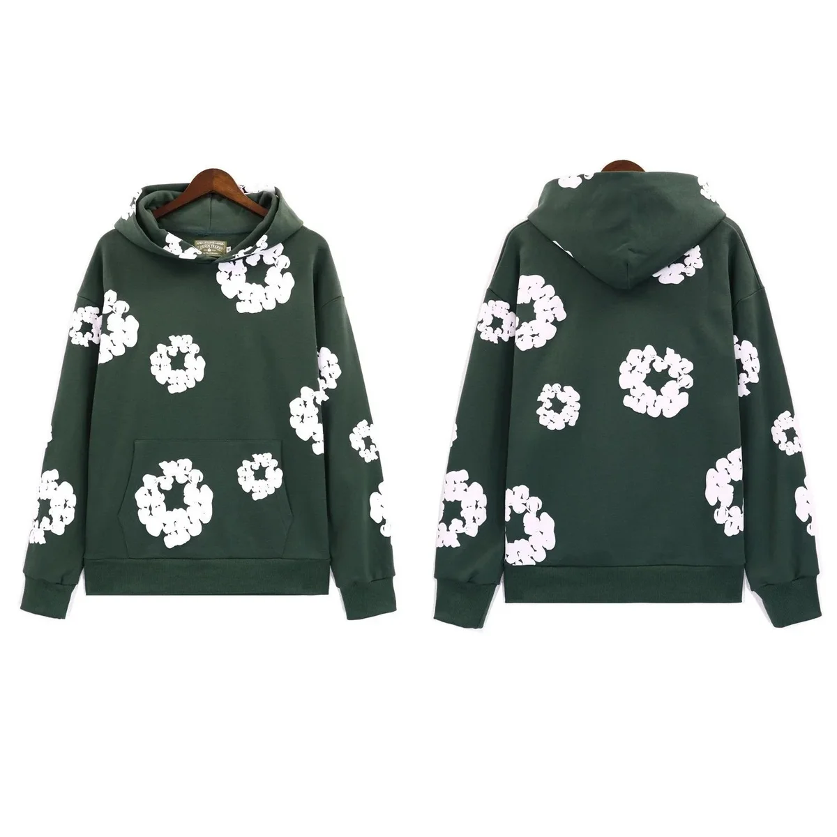 Green Floral Print Hoodie Sweatshirt