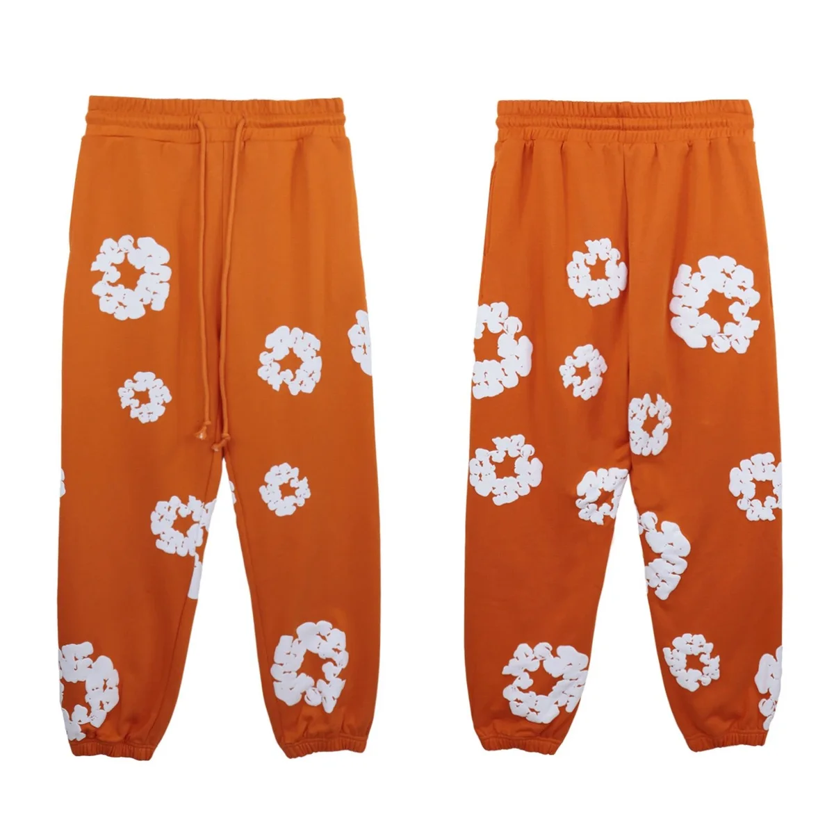 Orange Cloud Print Sweatpants