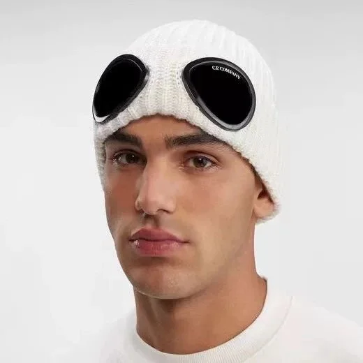C.P. Company Goggle White Beanie