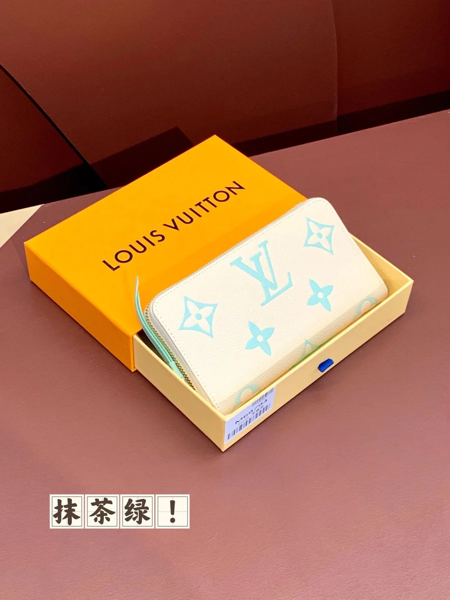 Louis Vuitton Neverfull Monogram Wallet in White & Mint Green