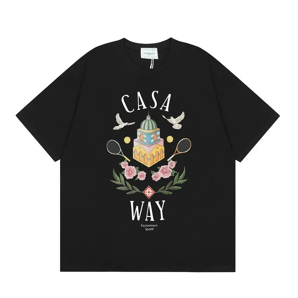 Casa Way Black Tennis Print T-Shirt