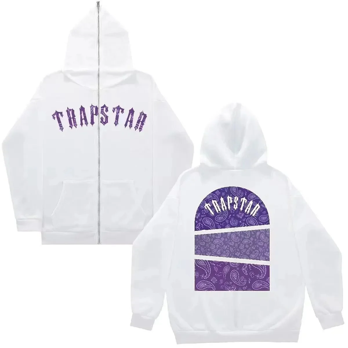Trapstar White Purple Paisley Zip-Up Hoodie