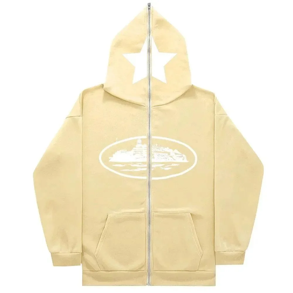 15米黄色 Star Print Zip-Up Hoodie