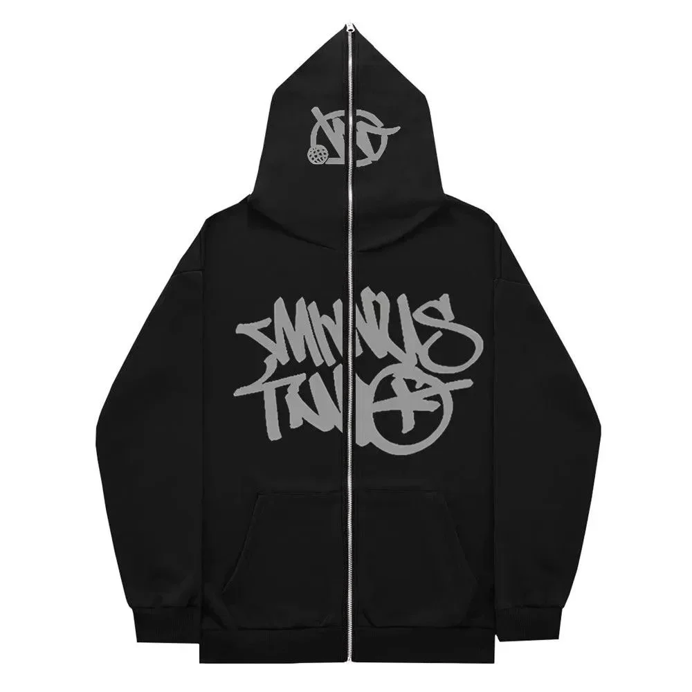Unisex SMKNRS TNKT Black Zip-Up Hoodie