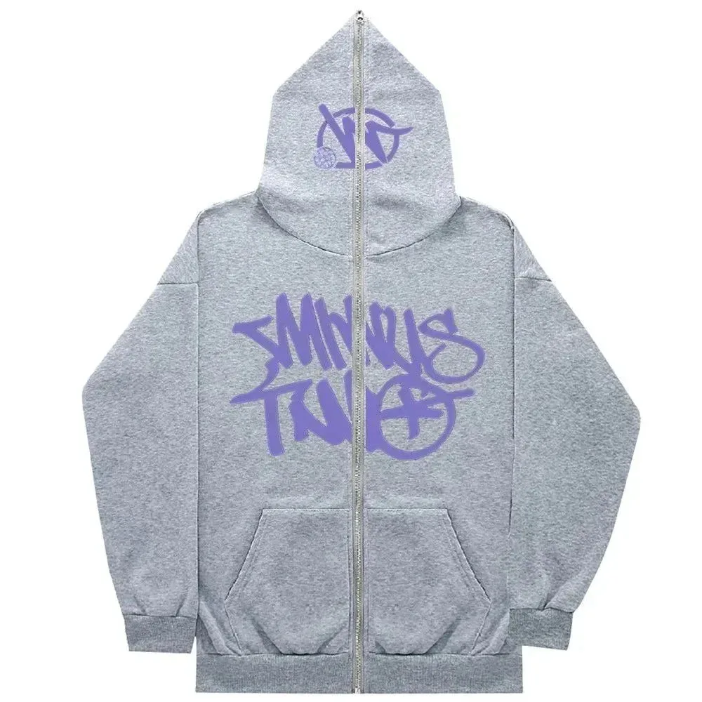 Unisex Grey 'SMNRS TNFT' Zip-Up Hoodie