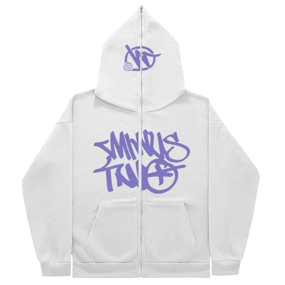 Unisex White SMNRS Trust Zip-Up Hoodie