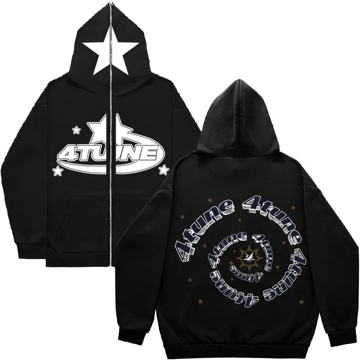 4TUNE Triple Black Zip-Up Hoodie