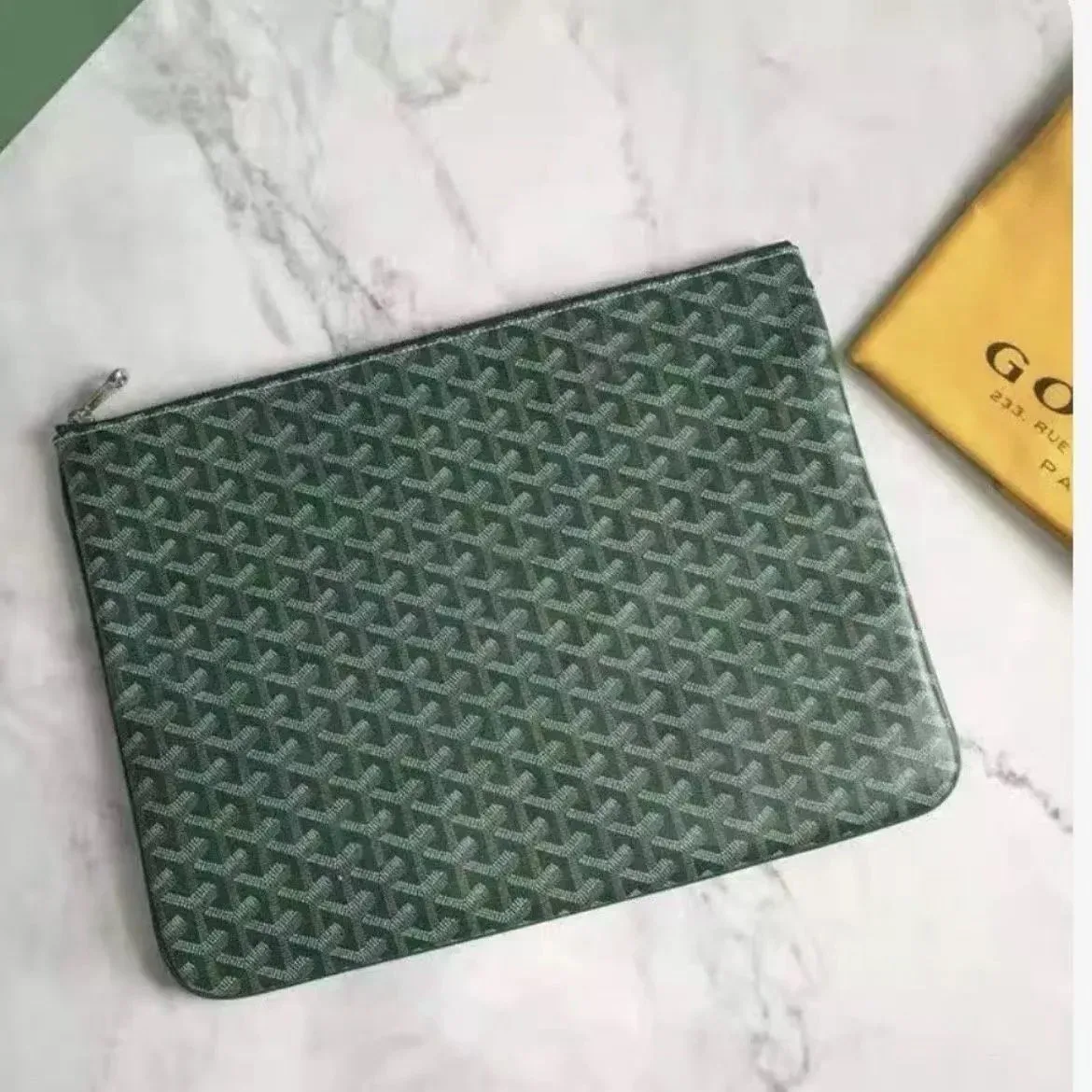 Goyard YARD Green Monogram Clutch Bag