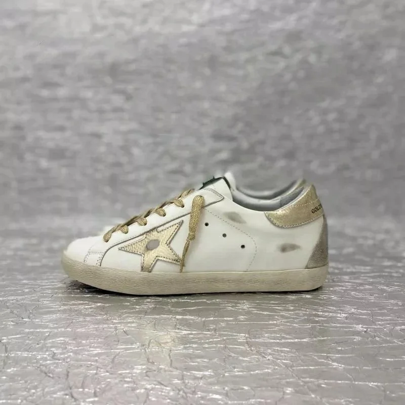 Golden Goose Super-Star White/Gold Sneakers