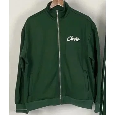 Green Track Jacket with White Logo