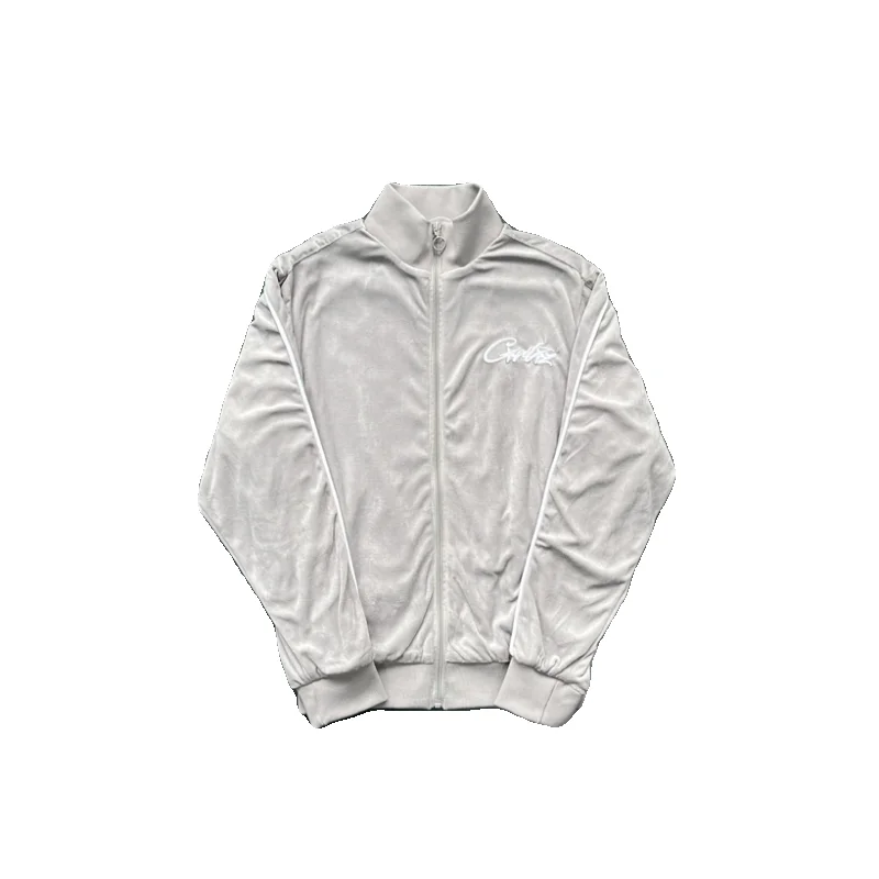 Unisex Silver Velvet Track Jacket