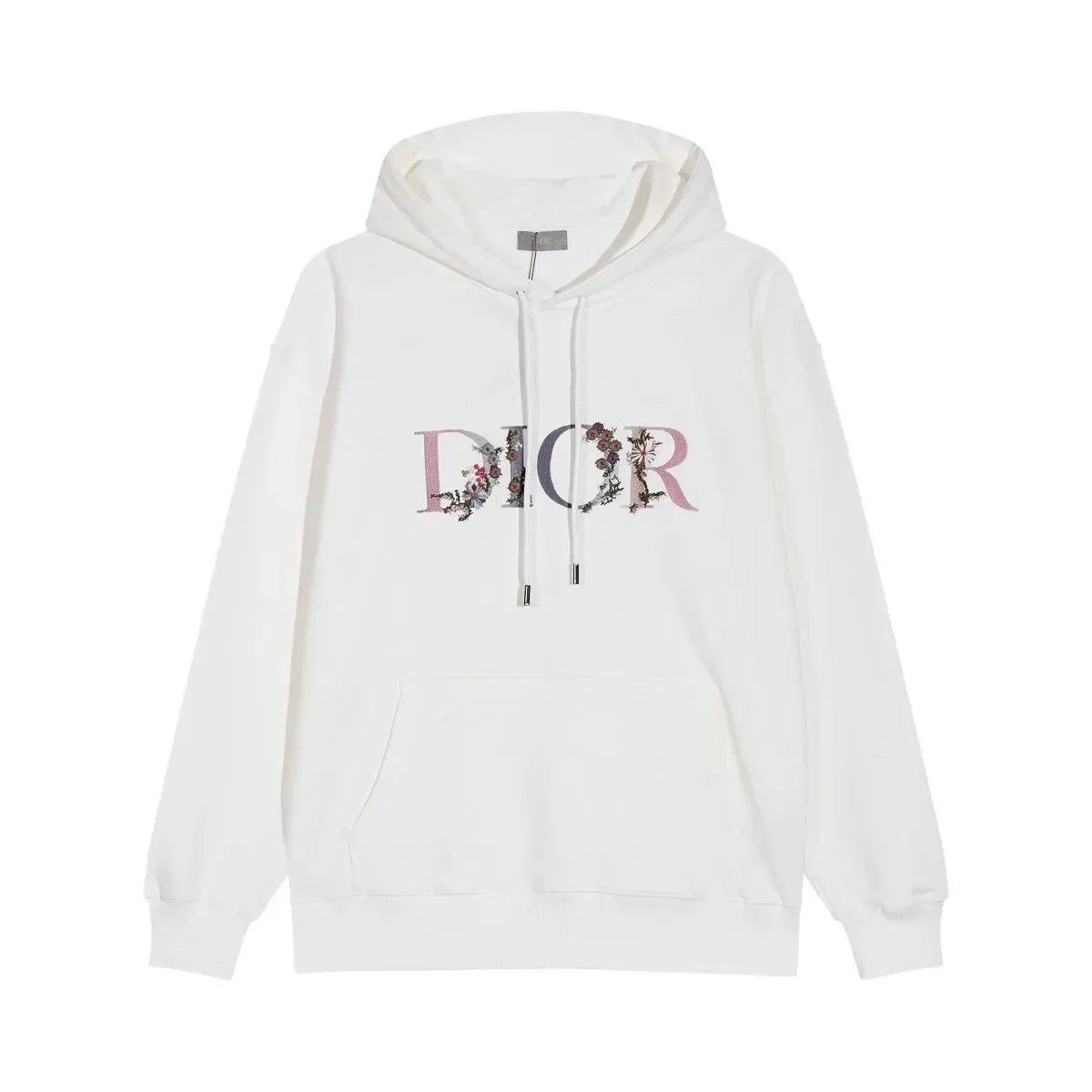 Dior White Floral Embroidery Hoodie