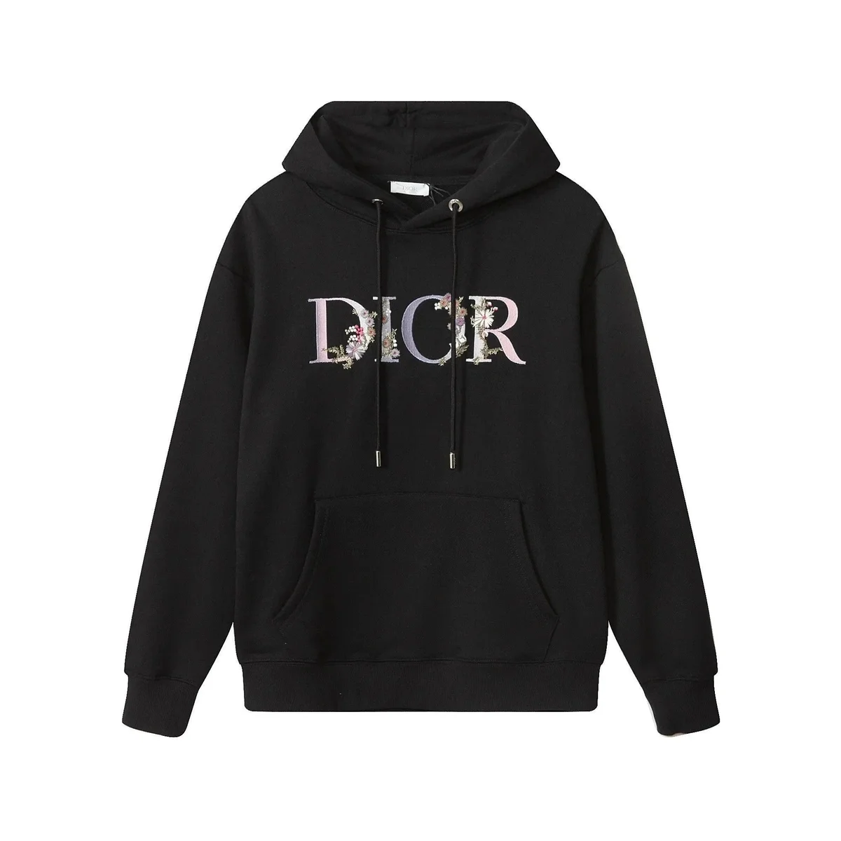 Dior Black Floral Embroidery Hoodie