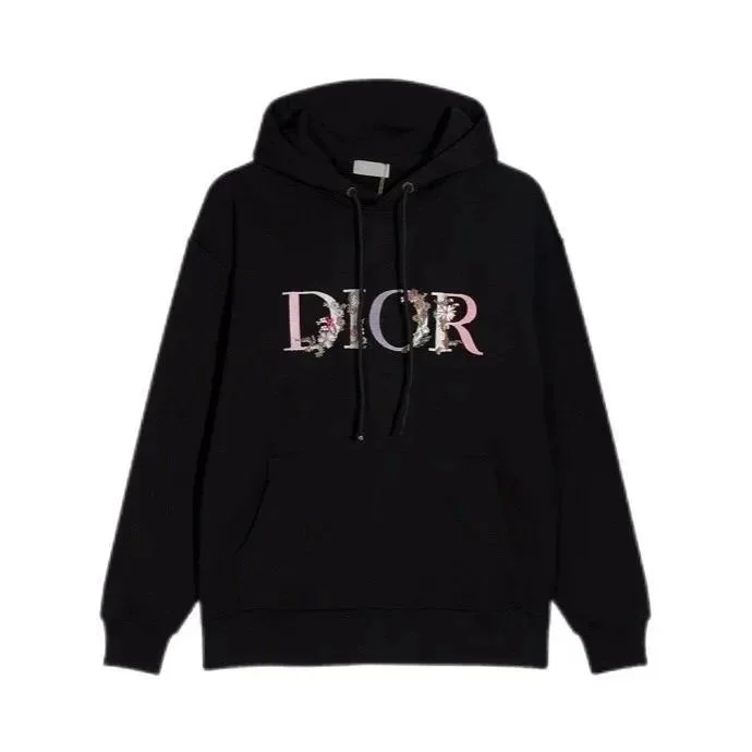 Dior Black Floral Logo Hoodie
