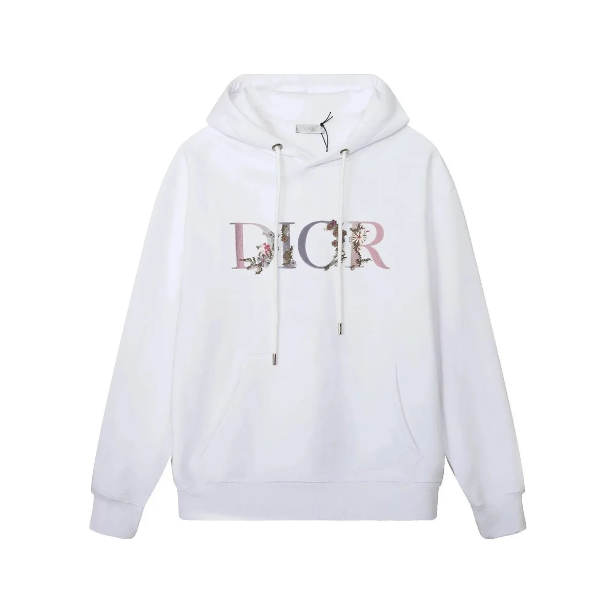 Dior White Floral Embroidery Hoodie