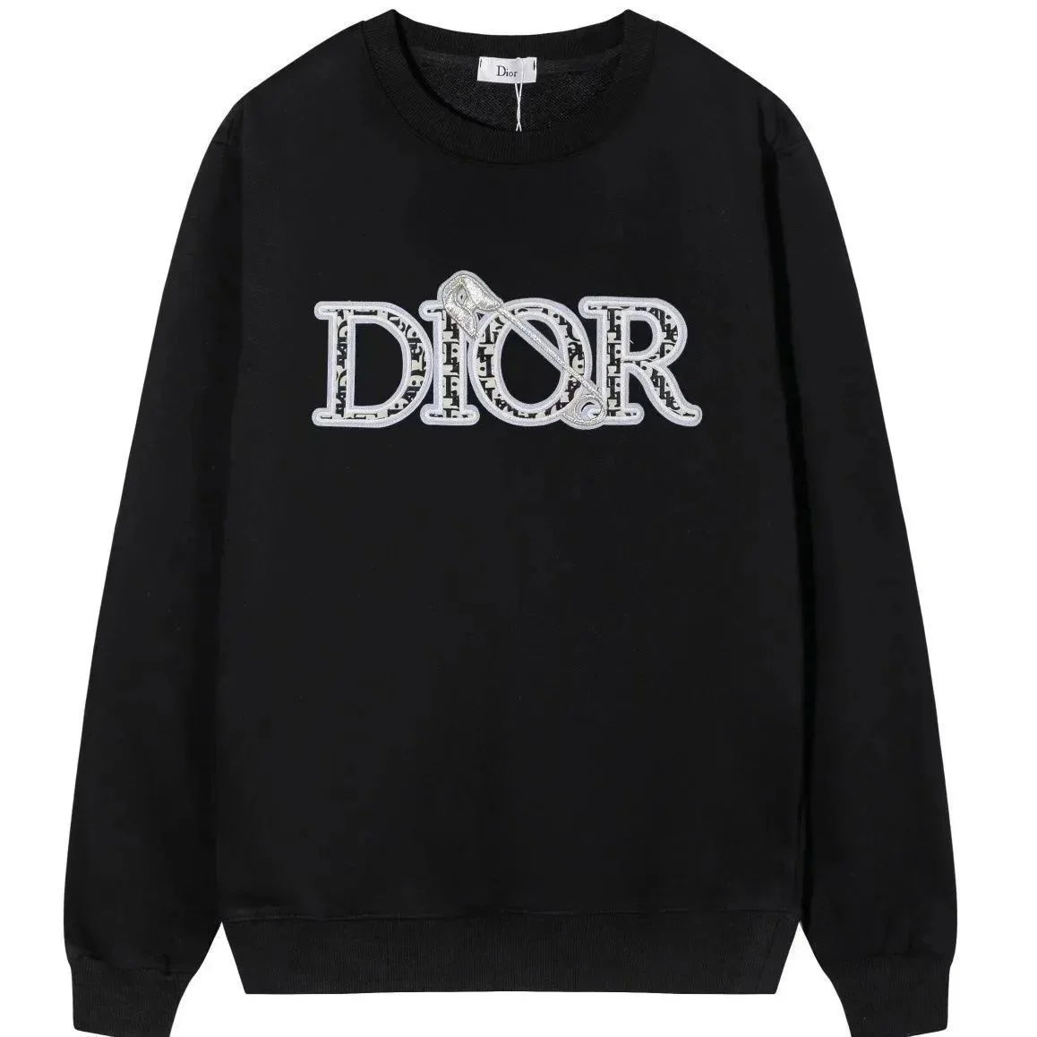 Dior Black Embroidered Logo Crewneck Sweatshirt