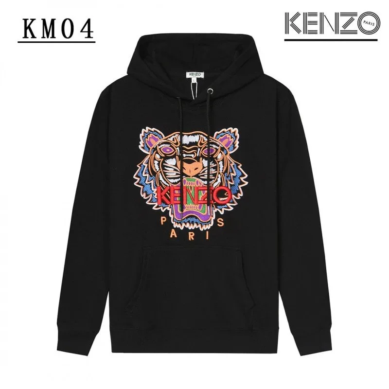 Kenzo KM04 Tiger Embroidery Hoodie Black