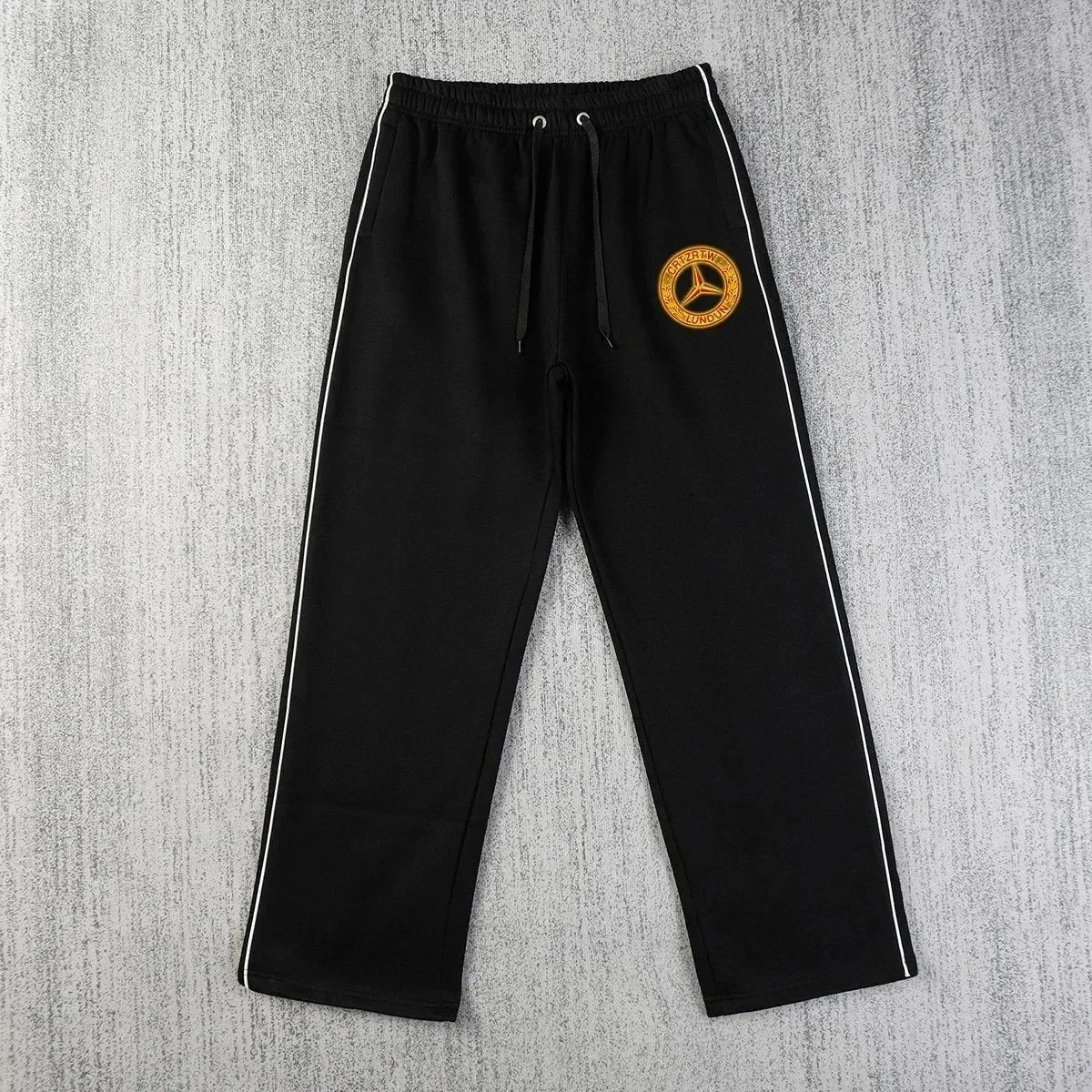 Black Mercedes-Benz Track Pants with Gold Logo
