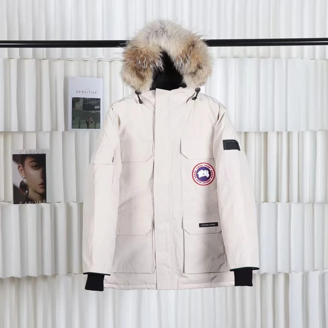 Canada Goose Expedition White Fur Hooded Parka