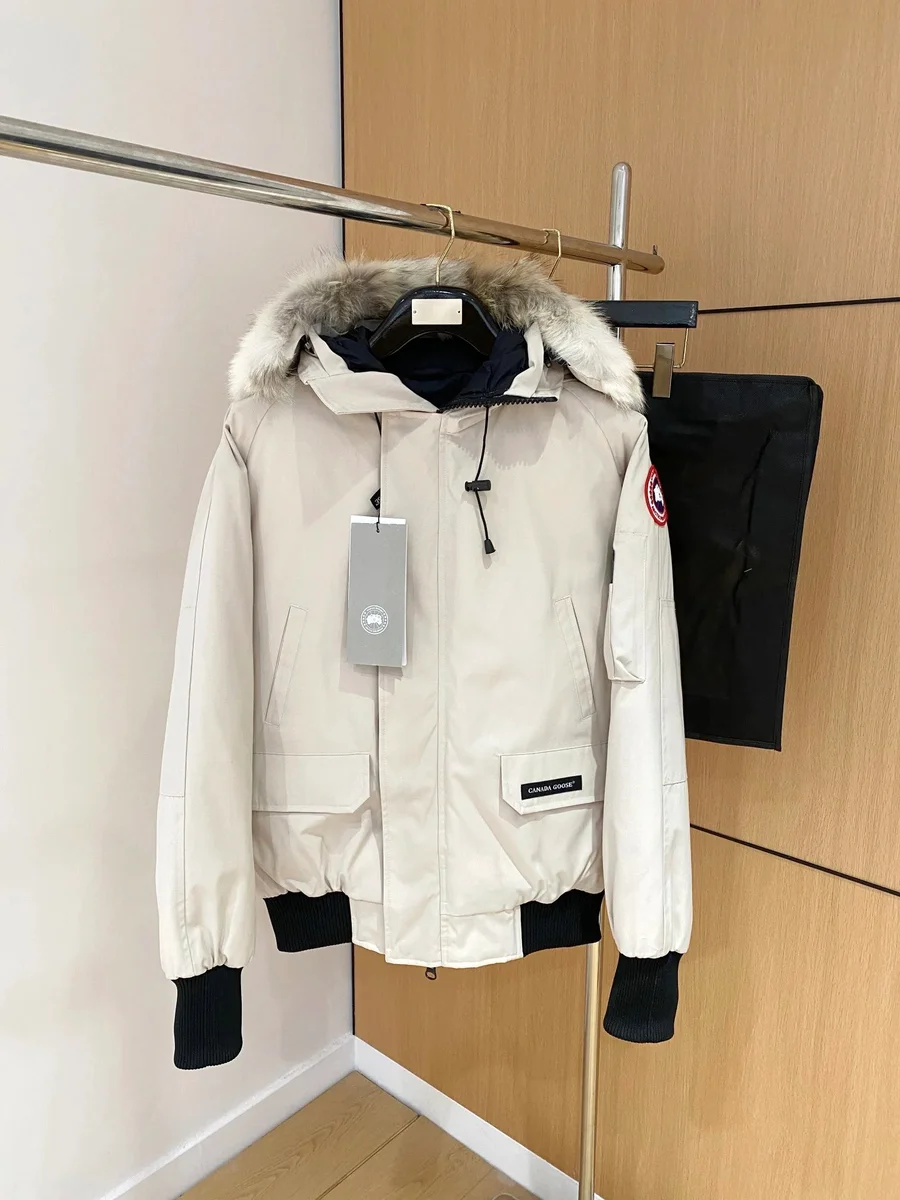 Canada Goose Chilliwack Beige Parka with Fur Hood