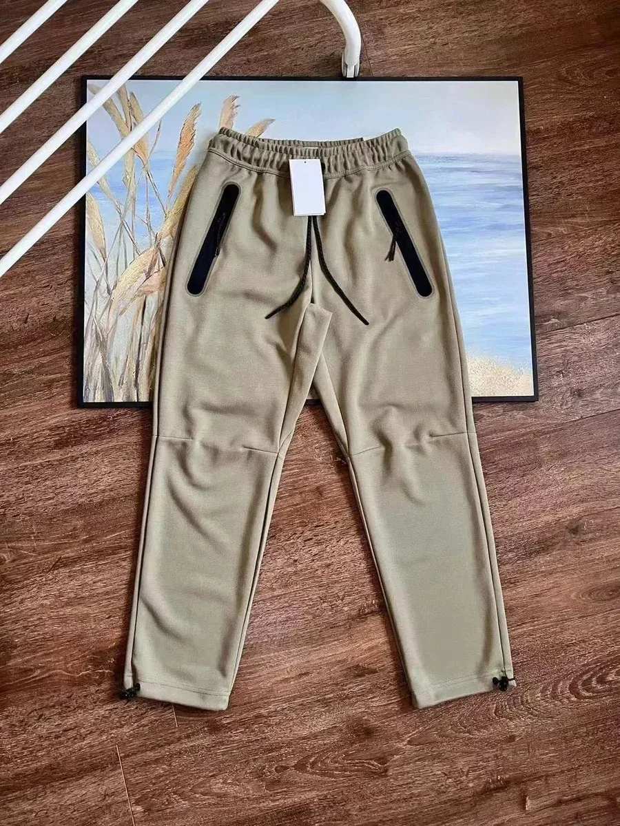 Casual Khaki Track Pants with Black Pockets