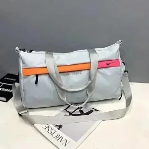Nike Air Max Light Grey Travel Bag with Orange & Pink Accents