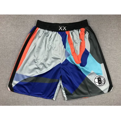 Brooklyn Nets Basketball Shorts Grey Blue Orange Black