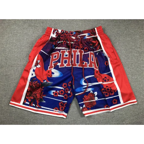 Philadelphia 'PHILA' Basketball Shorts Blue Red Floral Print