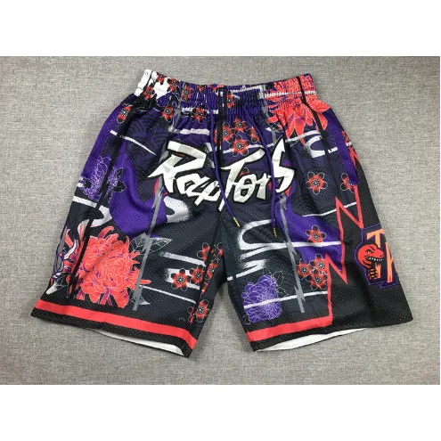 Raptors Red Purple Black Printed Shorts